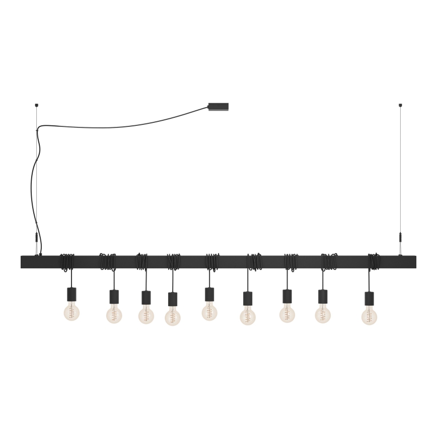 Eglo - Lustra ar auklu TOWNSHEND 9xE27/40W/230V melna