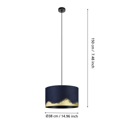 Eglo - Lustra ar auklu 1xE27/40W/230V d. 38 cm zila/zelta