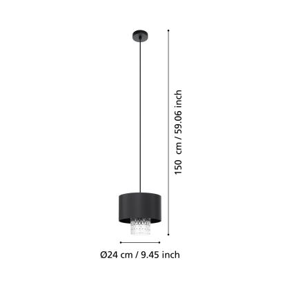 Eglo - Lustra ar auklu 1xE27/40W/230V melna
