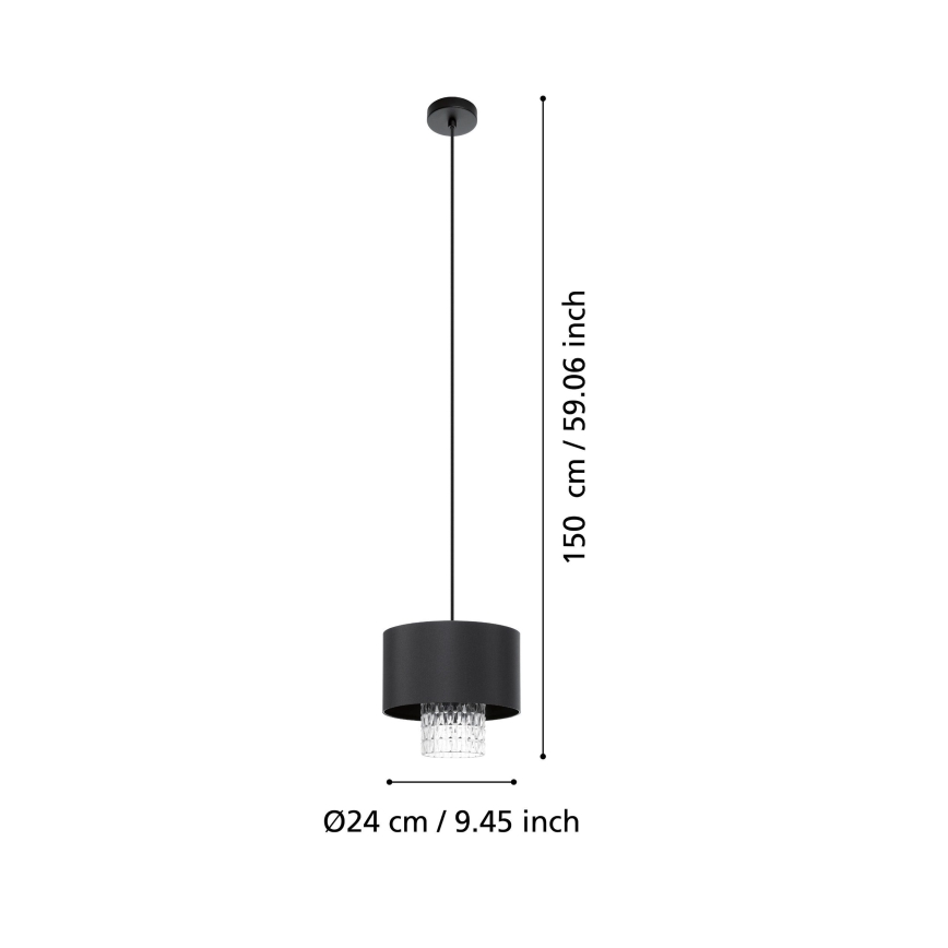 Eglo - Lustra ar auklu 1xE27/40W/230V melna