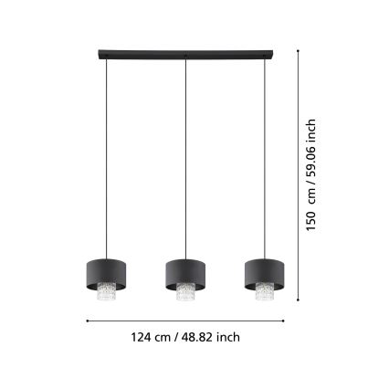 Eglo - Lustra ar auklu 3xE27/40W/230V melna