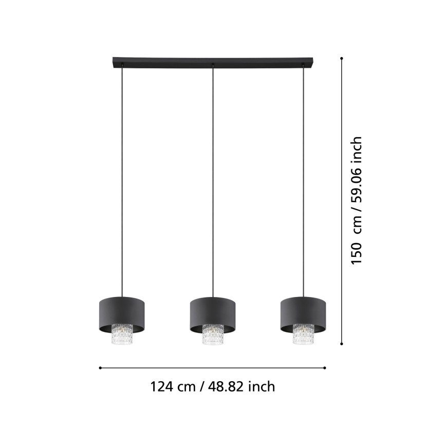 Eglo - Lustra ar auklu 3xE27/40W/230V melna
