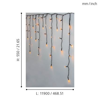 Eglo 410824 - LED Ziemassvētku āra virtene 480xLED/17x0,55m IP44 silti balta