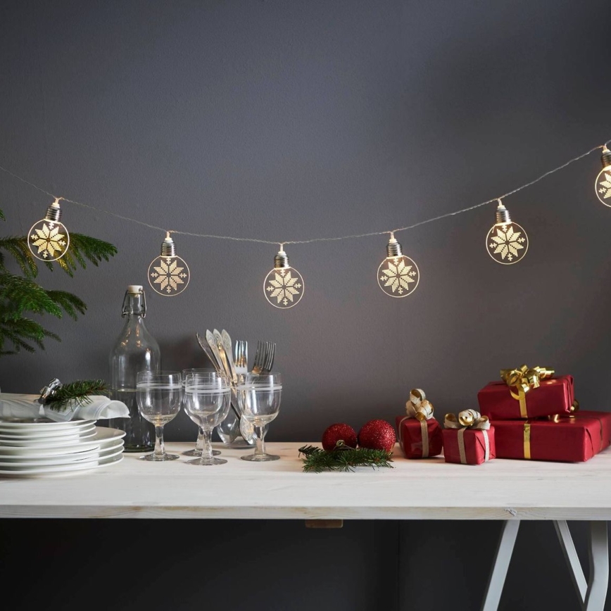 Eglo 411112 - LED Ziemassvētku virtene ORNAMENT 10xLED/3xAA 1,8m silti balta