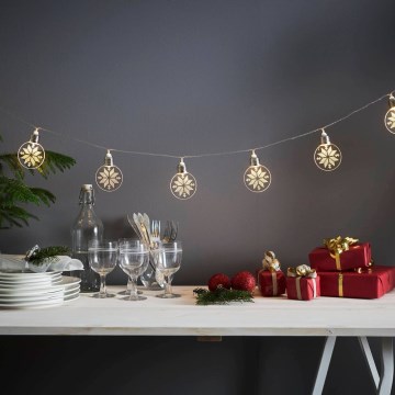 Eglo 411112 - LED Ziemassvētku virtene ORNAMENT 10xLED/3xAA 2,4m siltā balta