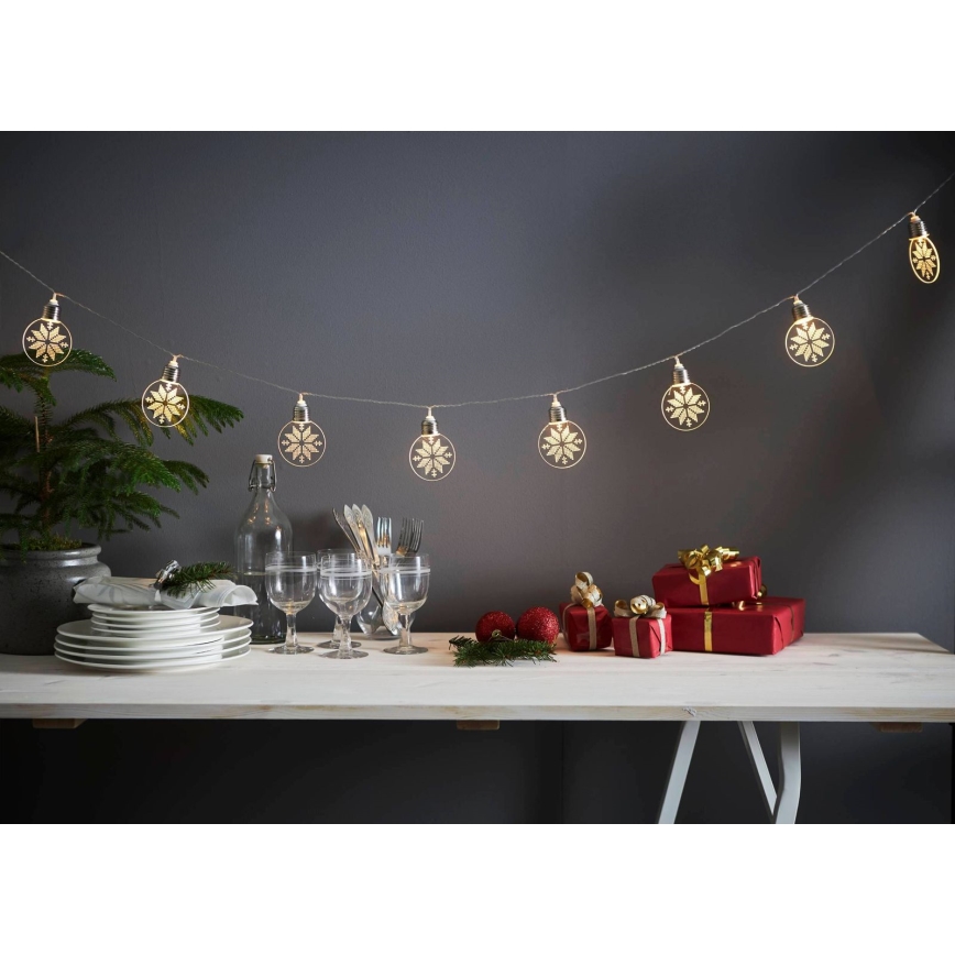 Eglo 411112 - LED Ziemassvētku virtene ORNAMENT 10xLED/3xAA 2,4m siltā balta