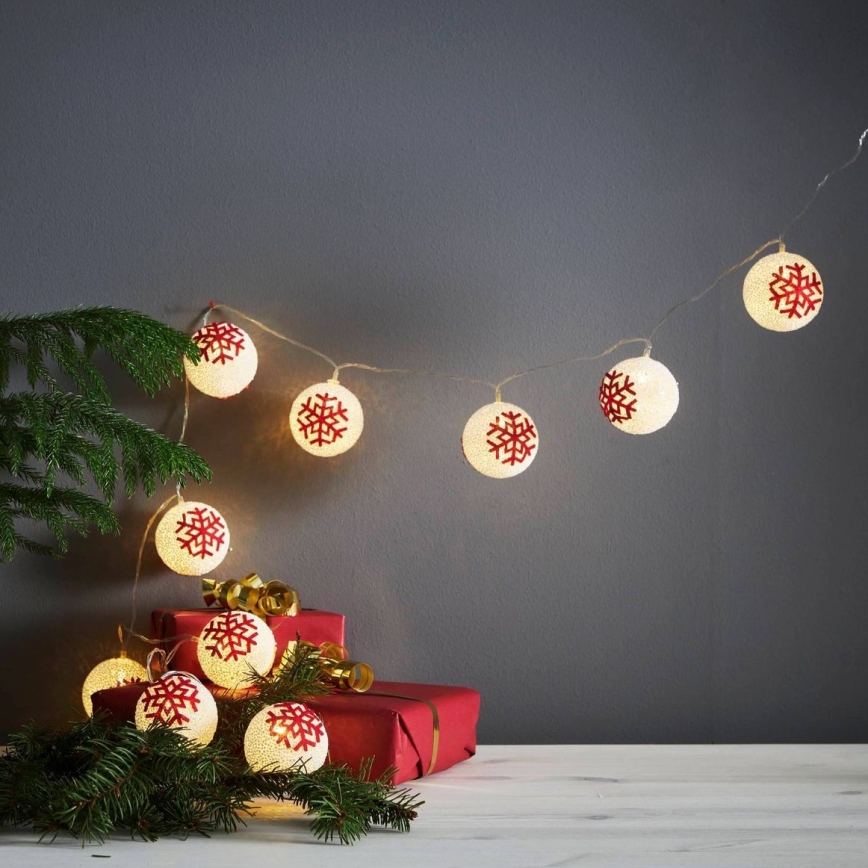 Eglo 411113 - LED Ziemassvētku virtene ORNAMENT 10xLED/3xAA 1,65m silti balta