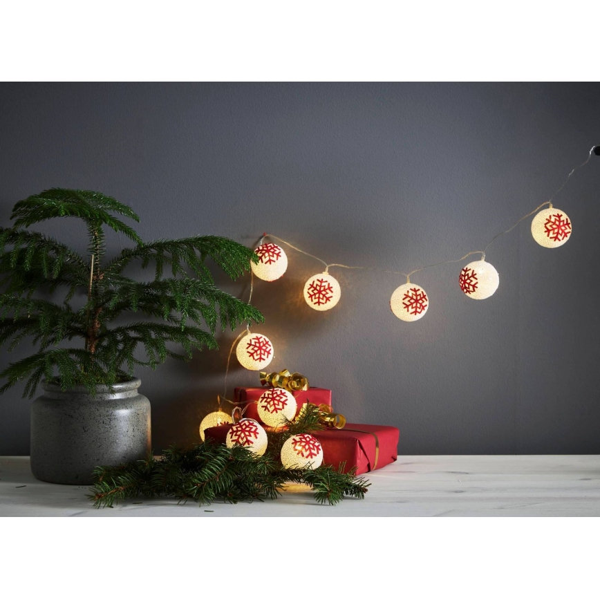 Eglo 411113 - LED Ziemassvētku virtene ORNAMENT 10xLED/3xAA 1,65m silti balta