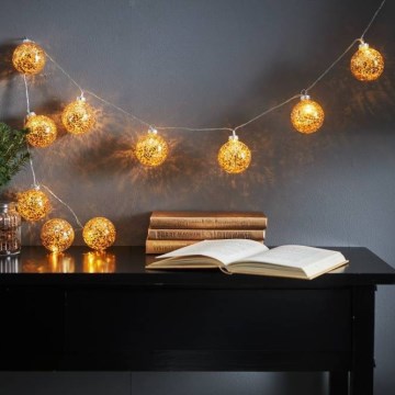 Eglo 411115 - LED virtene GLITTER 10xLED/2xAA 1,65 m siltā balta