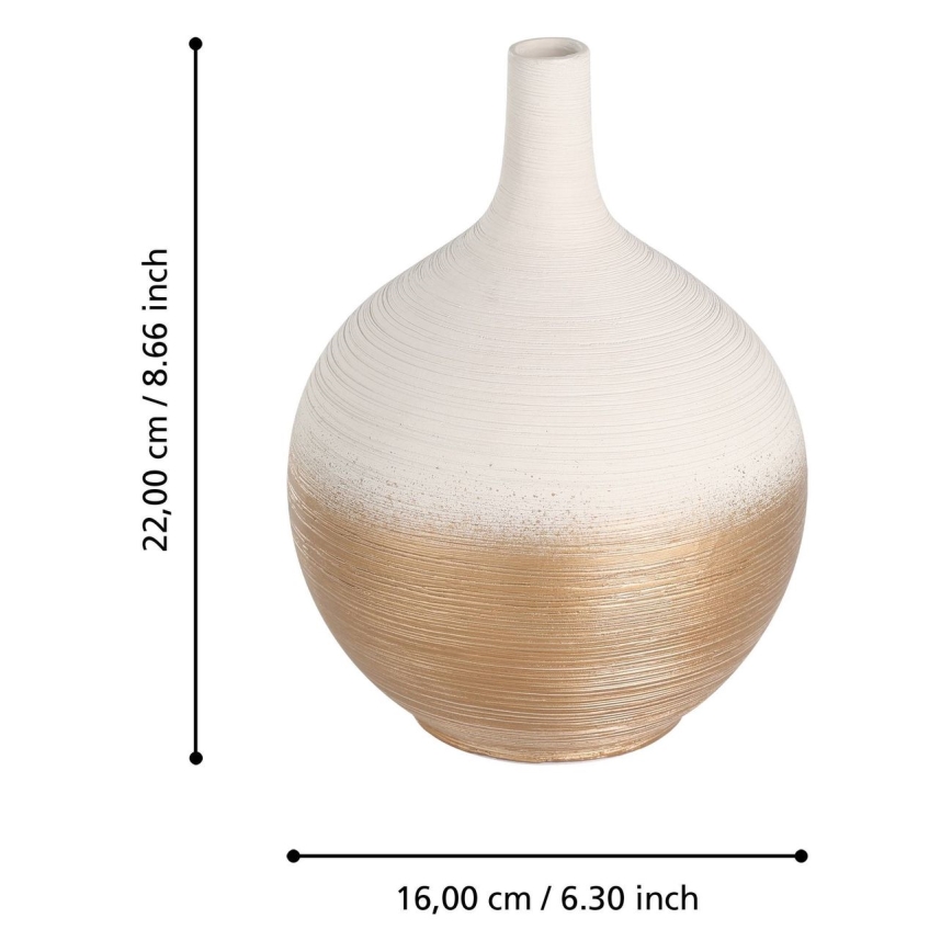 Eglo - Keramikas vāze 22x16 cm balta/zelta