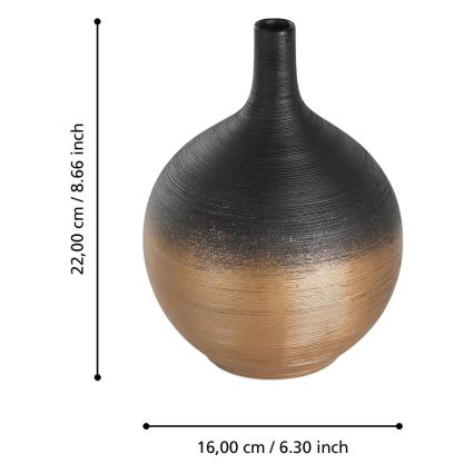 Eglo - Keramikas vāze 22x16 cm melna/zelta