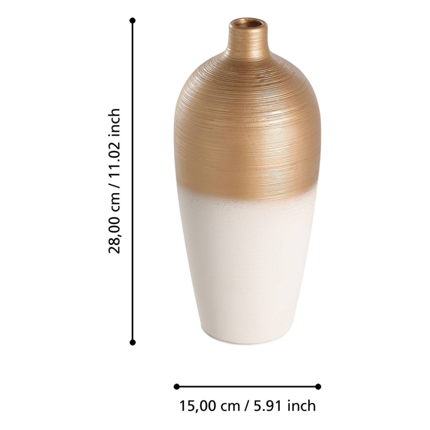 Eglo - Keramikas vāze 28x15 cm balta/zelta