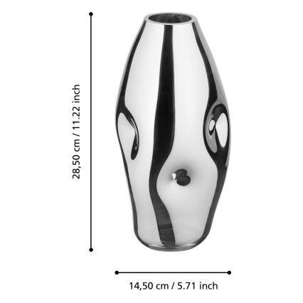 Eglo 421682 - Stikla vāze XIPORAI 28,5x14,5 cm spīdīga hroma apdare