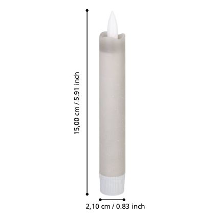 Eglo 422223 - KOMPLEKTS 2x LED Svece ANTANABE LED/1xAAA 15 cm pelēka
