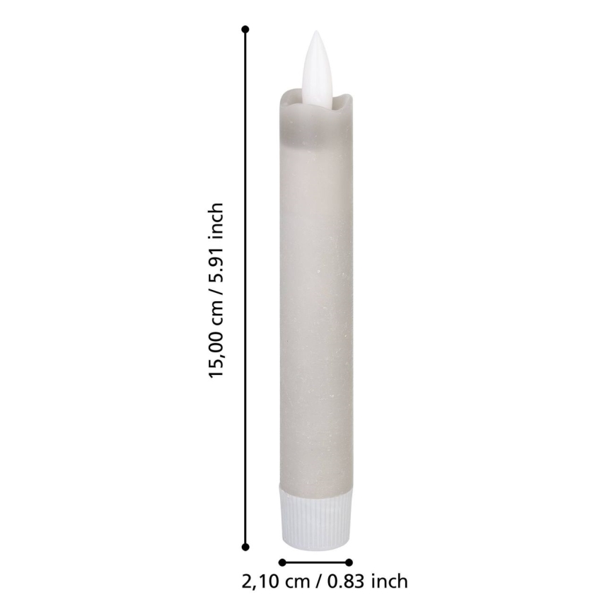 Eglo 422223 - KOMPLEKTS 2x LED Svece ANTANABE LED/1xAAA 15 cm pelēka