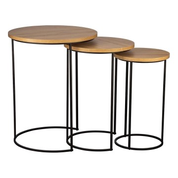 Eglo 424053 - KOMPLEKTS 3x sānu galdiņi TOWADA brūns/melns