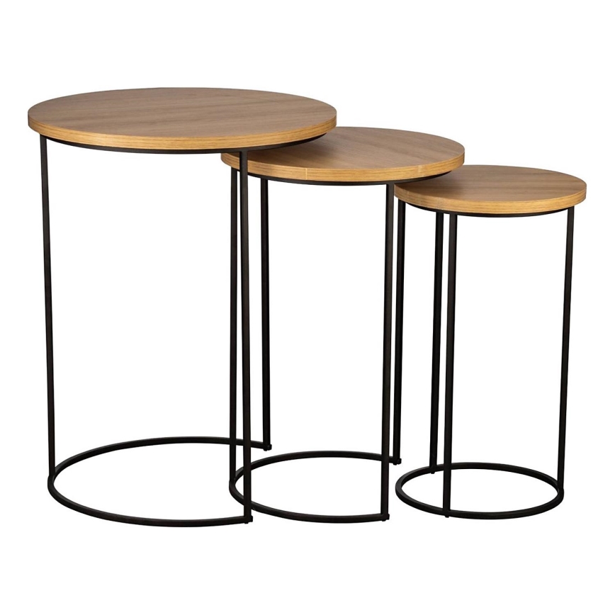 Eglo 424053 - KOMPLEKTS 3x sānu galdiņi TOWADA brūns/melns