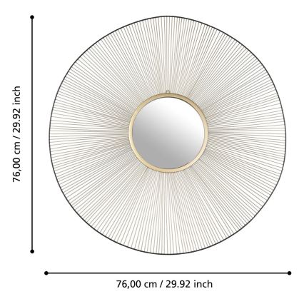 Eglo - Sienas spogulis d. 76 cm zelta/melna