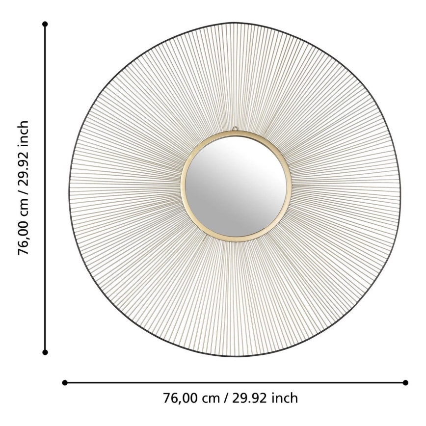 Eglo - Sienas spogulis d. 76 cm zelta/melna