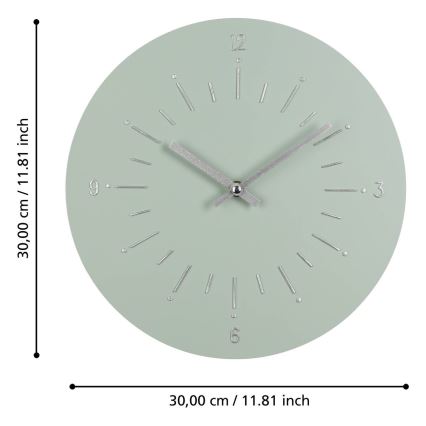 Eglo - Sienas pulkstenis 1xAA d. 30 cm zaļa