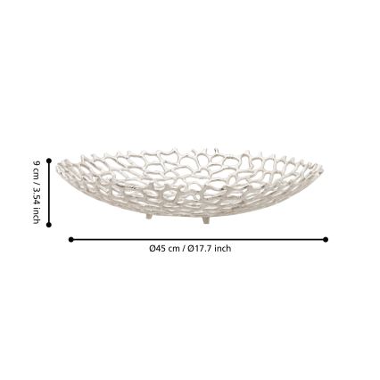 Eglo 427488 - Dekoratīvs trauks KIMITSU diam. 45 cm, sudraba krāsā
