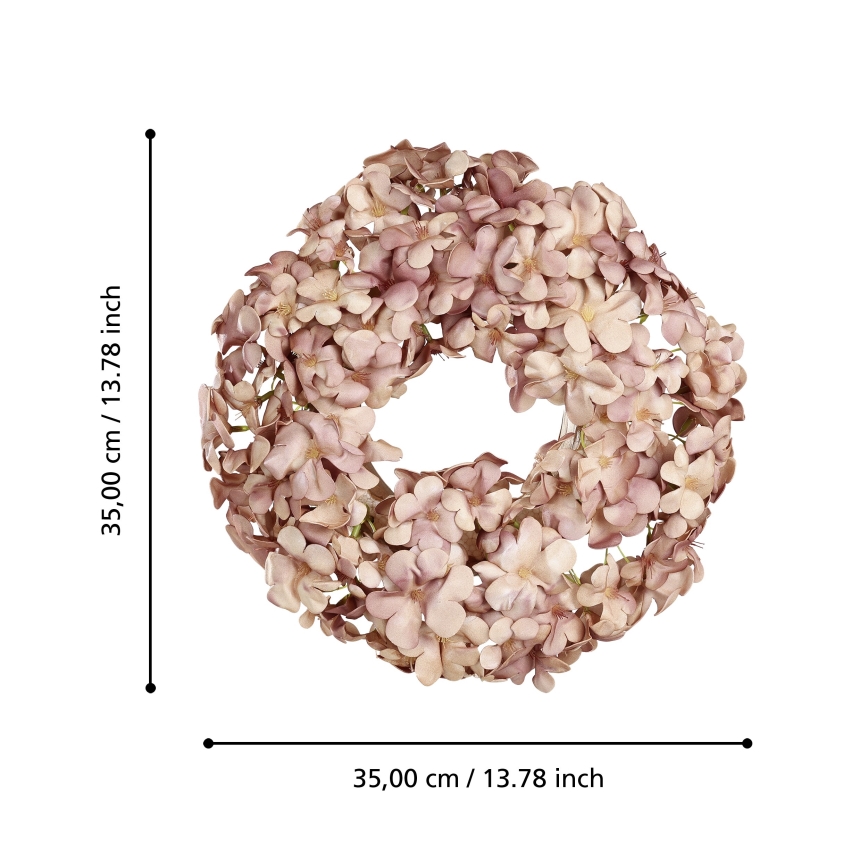 Eglo - Mākslīgo ziedu vainags d. 35 cm rozā