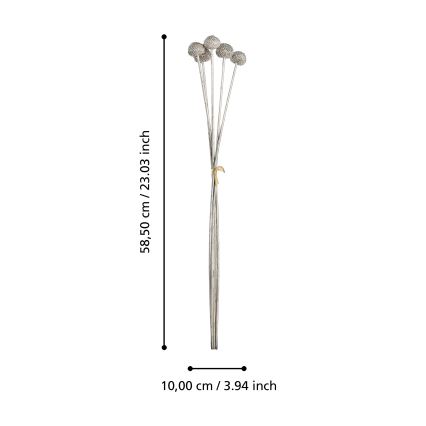 Eglo - Mākslīgā puķe 58,5 cm sudraba