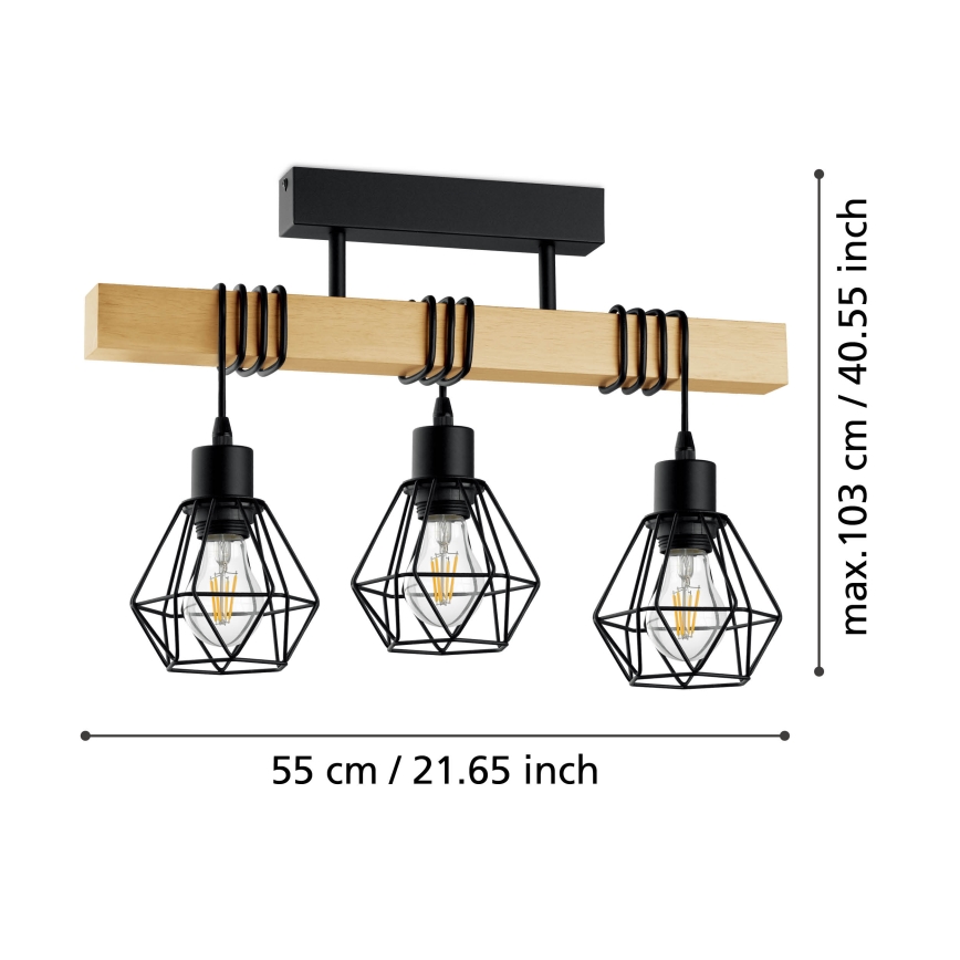 Eglo - Virsapmetuma lustra TOWNSHEND 3xE27/60W/230V priede