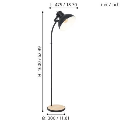 Eglo - Stāvlampa 1xE27/28W/230V