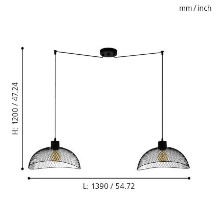 Eglo - Lustra ar auklu 2xE27/60W/230V zirneklis