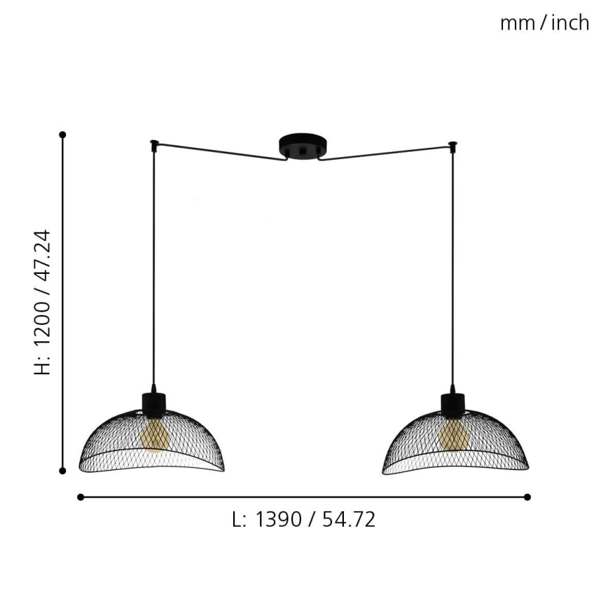 Eglo - Lustra ar auklu 2xE27/60W/230V zirneklis
