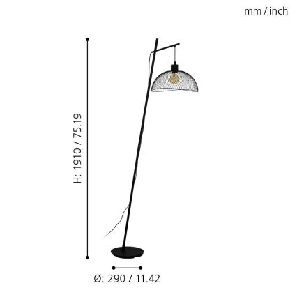 Eglo - Grīdas lampa 1xE27/60W/230V