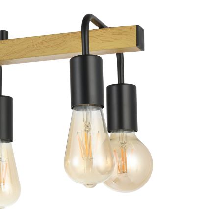 Eglo 43316 - Lustra uz kabeļa ERRIBERA 8xE27/40W/230V ozols/melns