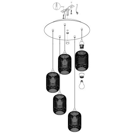 Eglo - Lustra uz auklas 5xE27/60W/230V