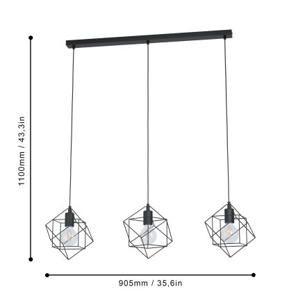 Eglo - Lustra ar auklu 3xE27/60W/230V