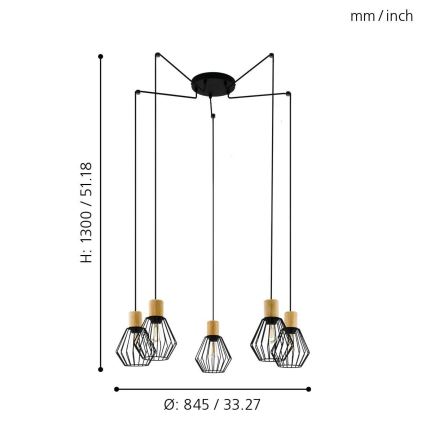 Eglo - Lustra ar auklu 5xE27/60W/230V zirneklis