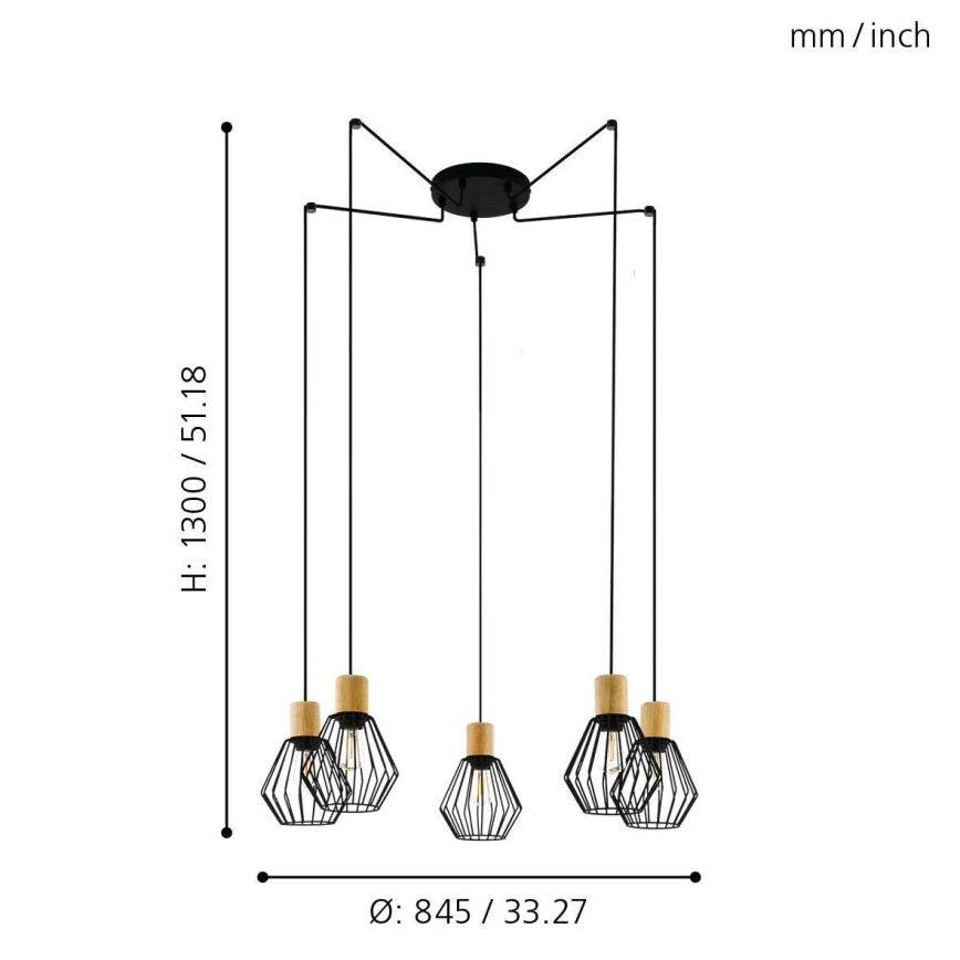 Eglo - Lustra ar auklu 5xE27/60W/230V zirneklis