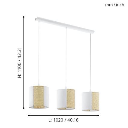 Eglo - Lustra ar auklu 3xE27/40W/230V