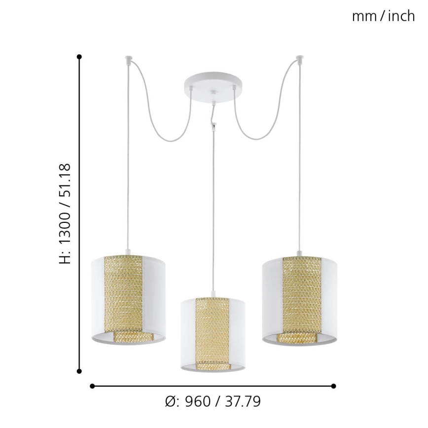 Eglo - Lustra ar auklu 3xE27/40W/230V zirneklis