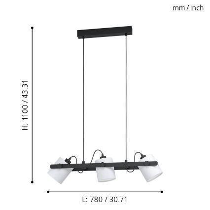 Eglo - Lustra ar auklu 3xE27/28W/230V