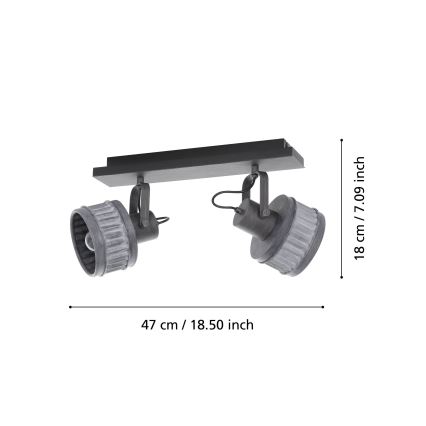 Eglo 43445 - Virziena gaismeklis TURROCK 2xE27/28W/230V