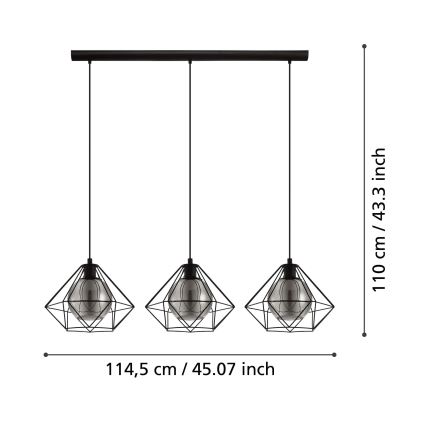 Eglo - Lustra ar auklu 3xE27/40W/230V