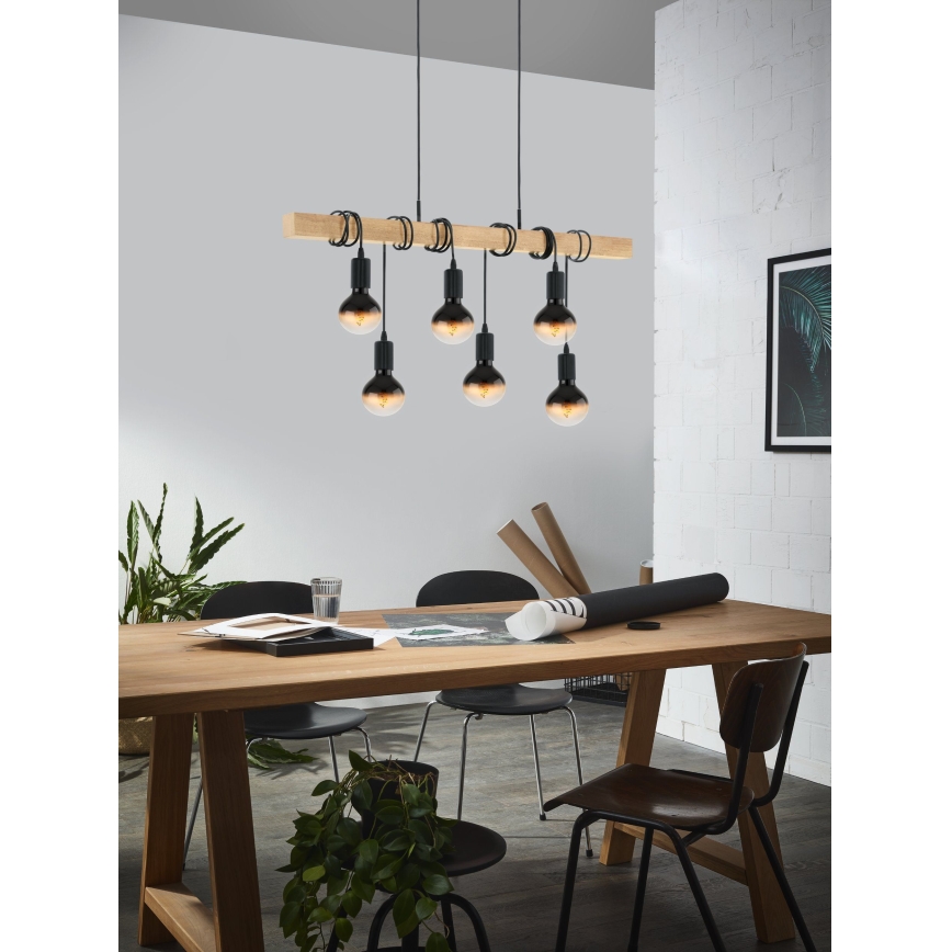 Eglo - Lustra ar auklu TOWNSHEND 6xE27/60W/230V - FSC sertificēts