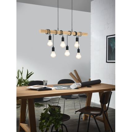 Eglo - Lustra ar auklu TOWNSHEND 6xE27/60W/230V - FSC sertificēts