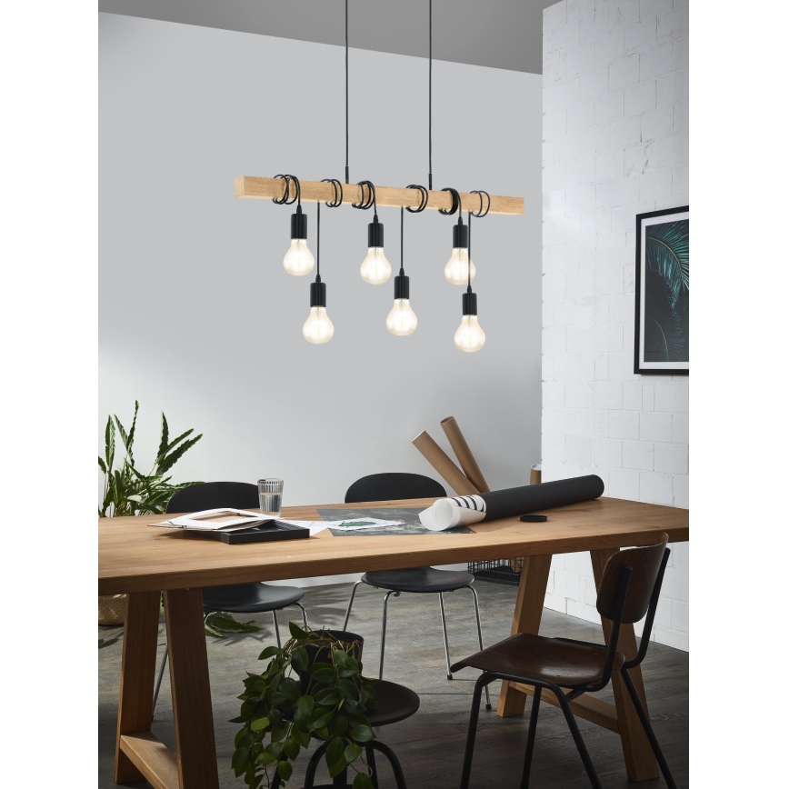 Eglo - Lustra ar auklu TOWNSHEND 6xE27/60W/230V - FSC sertificēts