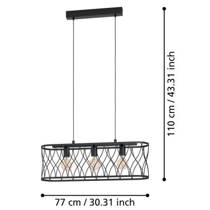 Eglo - Lustra ar auklu 3xE27/40W/230V