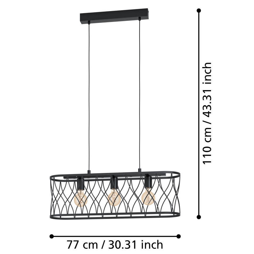 Eglo - Lustra ar auklu 3xE27/40W/230V