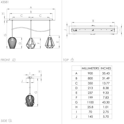 Eglo - Lustra ar auklu 3xE27/40W/230V