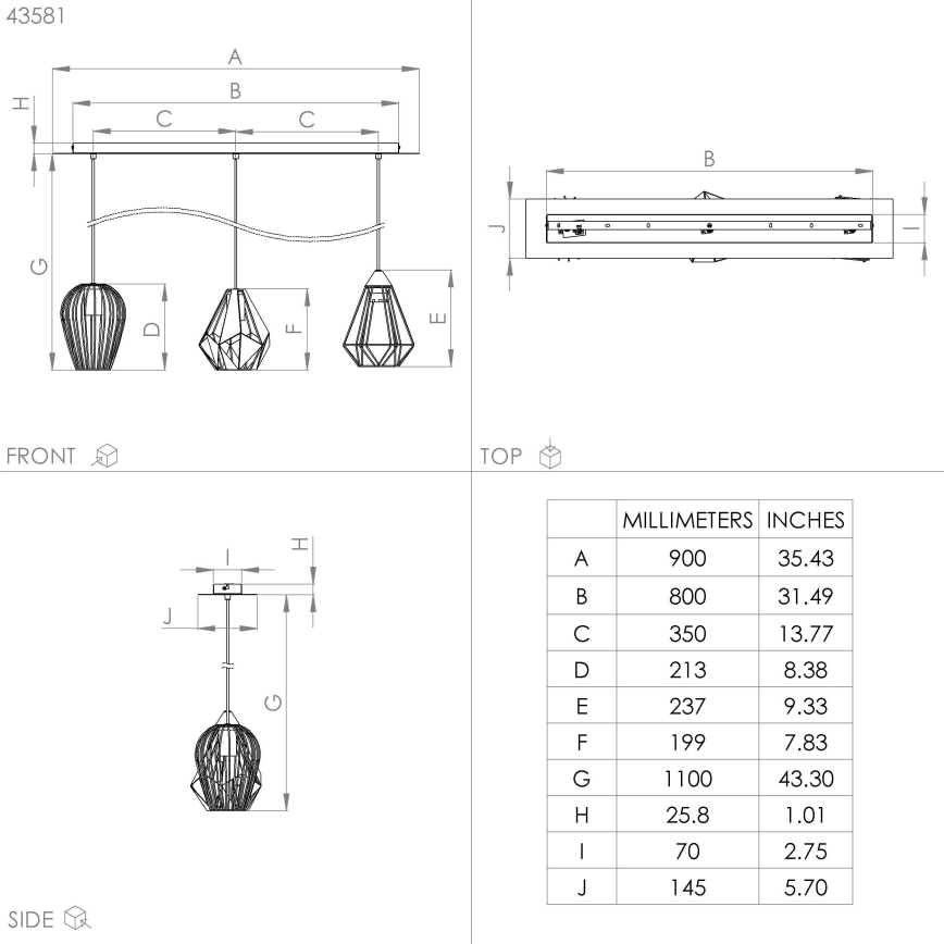 Eglo - Lustra ar auklu 3xE27/40W/230V
