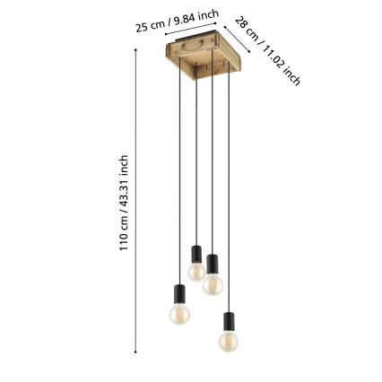 Eglo - Lustra ar auklu 4xE27/40W/230V